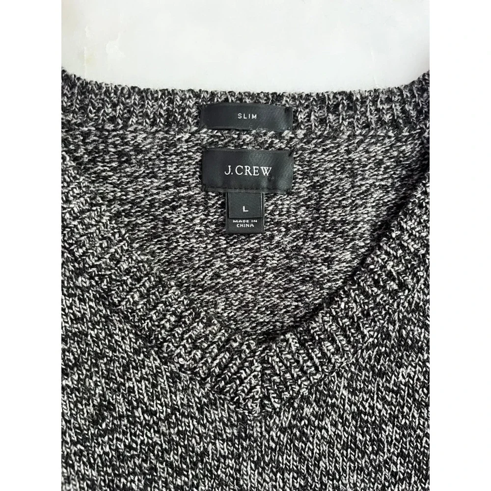 J. Crew Men's Lambswool V-Neck Slim Fit Sweater Gray Pullover Knit size large